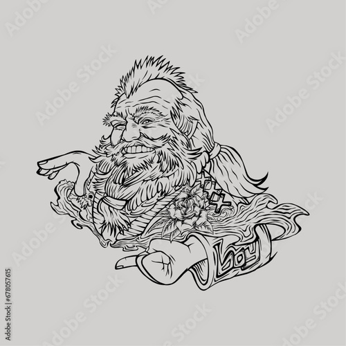 Old man smile artwork vector illustration