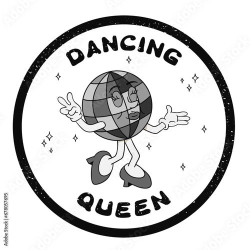 Quadro su tela Grunge cartoon disco ball character for printout
