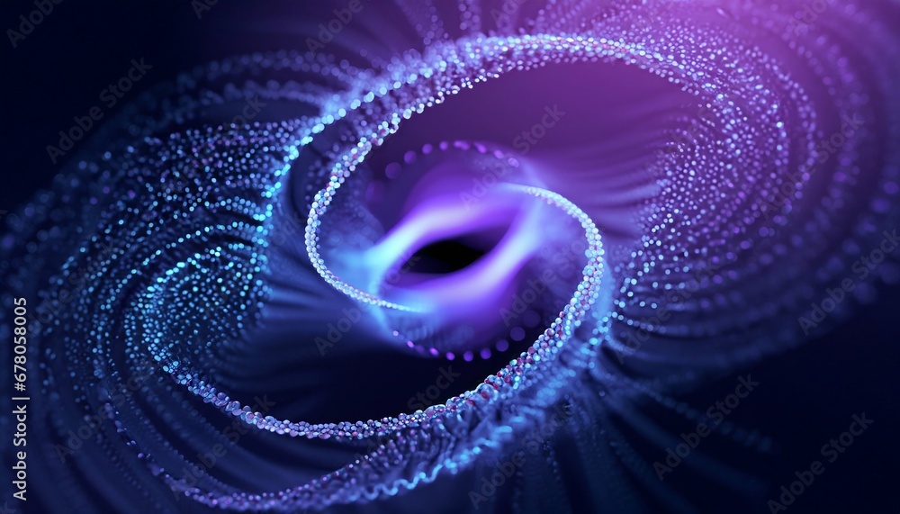 3Dの青と紫の抽象的な粒子の渦 - obrazy, fototapety, plakaty 