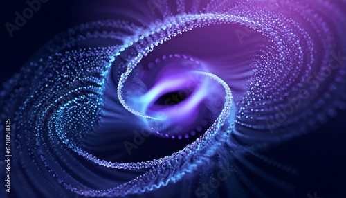 3Dの青と紫の抽象的な粒子の渦