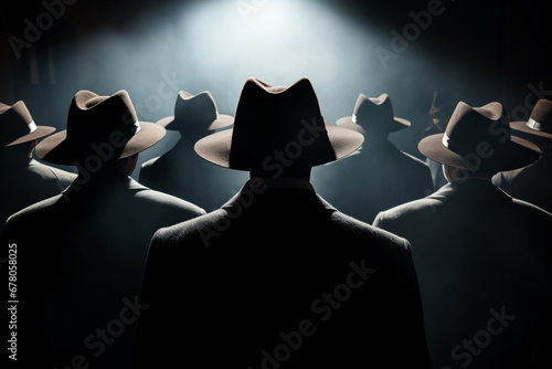 Men in fedora hats silhouette, Security, Privacy, Surveillance Concept photo
