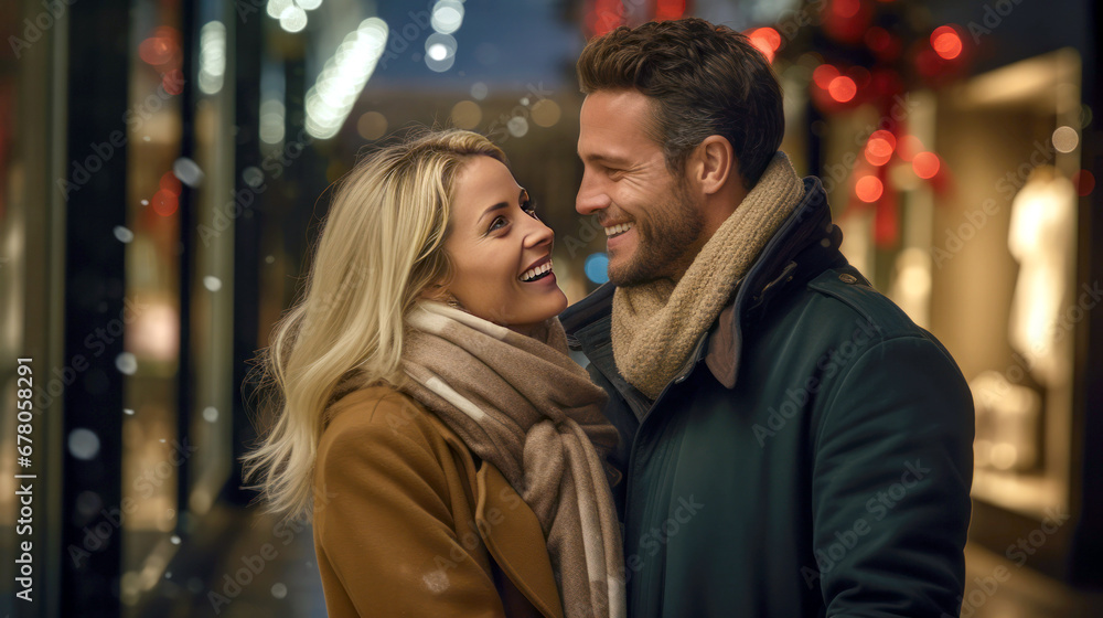 Fototapeta premium happy couple in the city