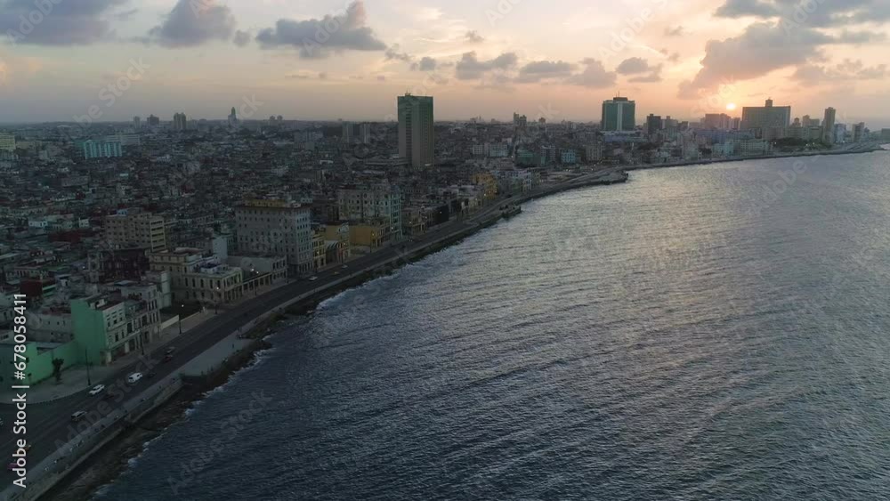 Aerial Views of Malecon Avenue in La Habana, Cuba Aerial Views of Malecon Avenue in La Habana, Cuba