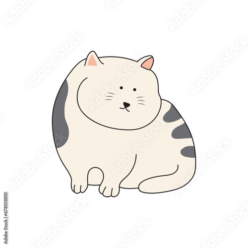 kids drawing Vector illustration confused cat icon in doodle style