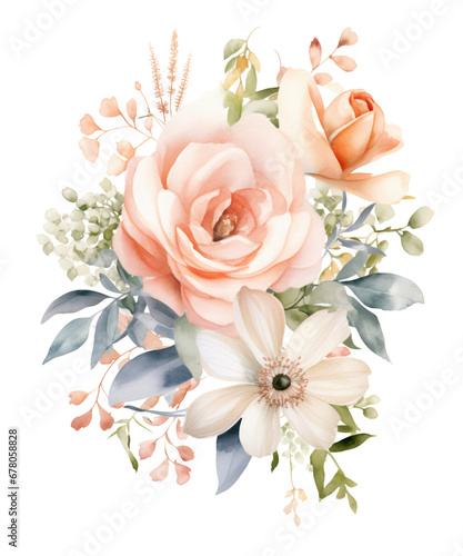 Watercolor Dreamy Blooms Clipart, Vintage Boho Flower Sublimation Art, Transparent Background, transparent png, Created using generative AI © sahli