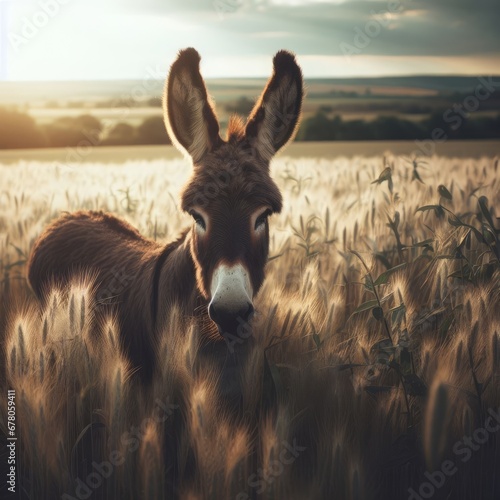 donkey in the field animal background