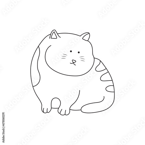 hand drawn kids drawing Vector illustration confused cat icon in doodle style