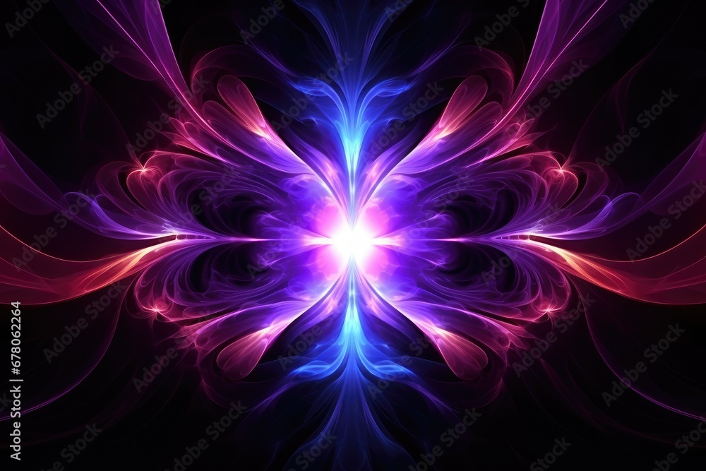 neon light dynamic fractal, futuristic abstract background illustration. Generative AI neon light dynamic fractal, futuristic abstract background illustration. Generative AI