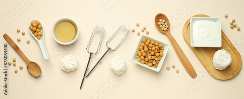 Aquafaba, concept of vegan food and cuisine photo