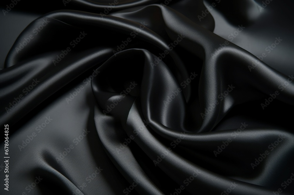 Black satin fabric background. Smooth silky elegant dark luxury textile backdrop. Generate ai Black satin fabric background. Smooth silky elegant dark luxury textile backdrop. Generate ai