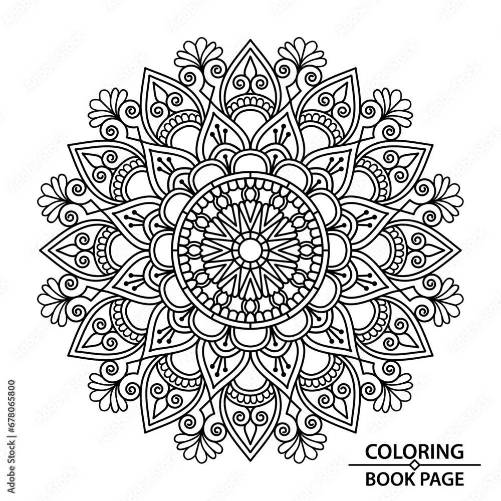 Creative Mandala Design for Paper Cutting and Coloring Book Page.