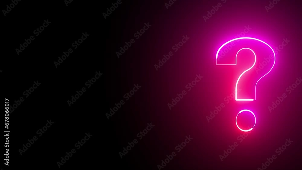 Glowing red neon question mark symbol on alpha channel background. Question mark sign animation. Neon colored digital 3D big question sign Glowing red neon question mark symbol on alpha channel background. Question mark sign animation. Neon colored digital 3D big question sign
