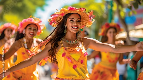 Latin woman celebrating Carnival. Experience the Energy of Carnival with These Gorgeous Samba Dancers. Celebration at the carnival.