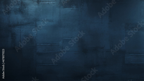 dark blue grunge wall background, texture, banner with copy space. old cement blue wall. stone blue fresh wall texture background. Beautiful Decorative Navy Blue Stucco Wall Background.  photo