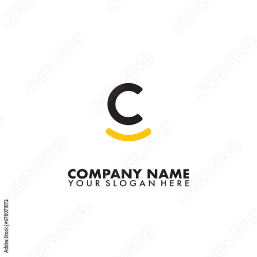 Initial letter C and smile logo template.
