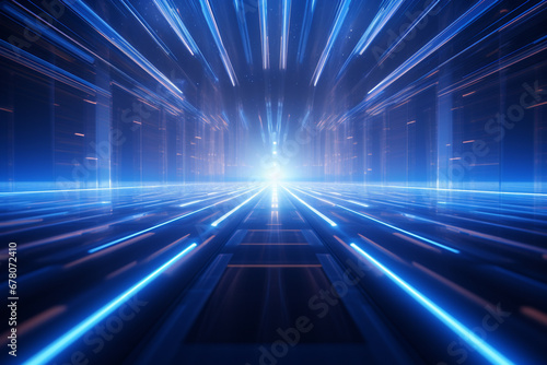 abstract background perspective grid line up and down,radial lighting effect,blue theme