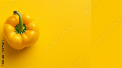 Yellow bell pepper isolated on yellow background. Top view. Flat lay. photo