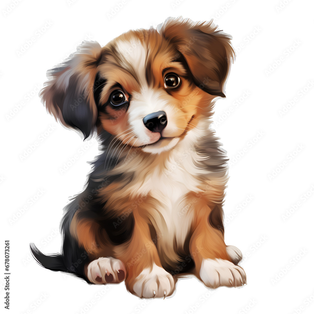 Adorable puppy, illustration, isolated on transparent background, PNG, 300 DPI Adorable puppy, illustration, isolated on transparent background, PNG, 300 DPI
