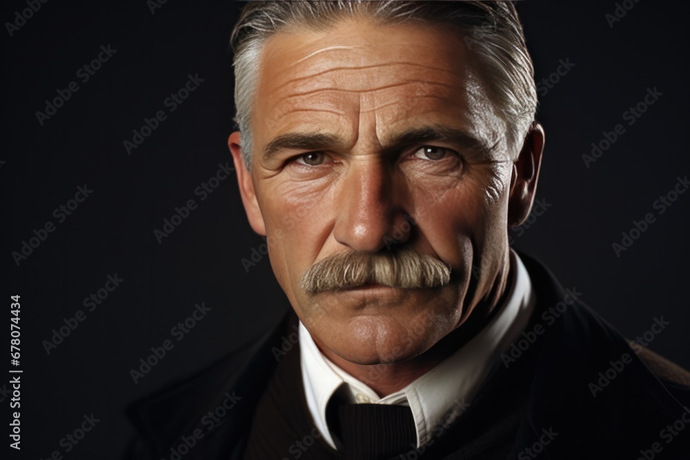 Man With Gray Hair And Moustache