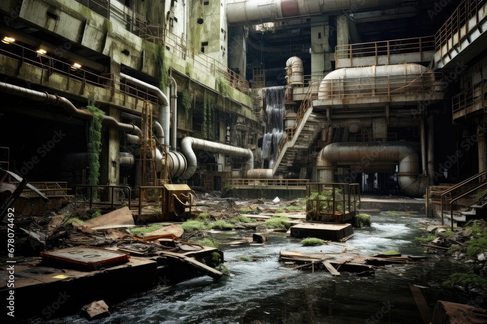 Abandoned Nuclear Power Plant In Postapocalyptic World Abandoned Nuclear Power Plant In Postapocalyptic World