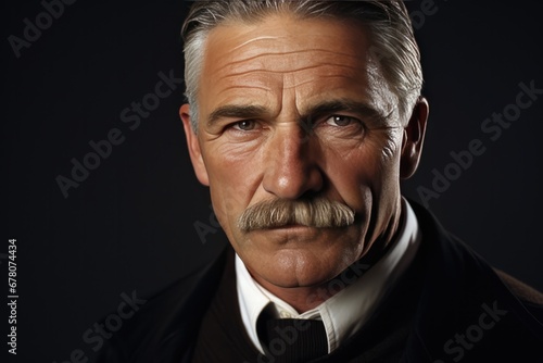 Man With Gray Hair And Moustache photo