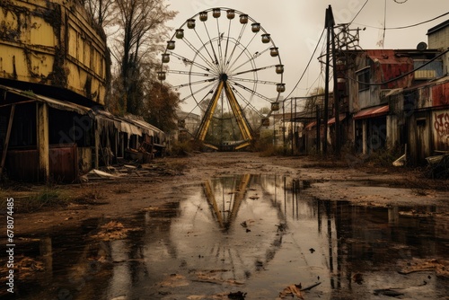 Amusement Park In Destroyed Postapocalyptic World