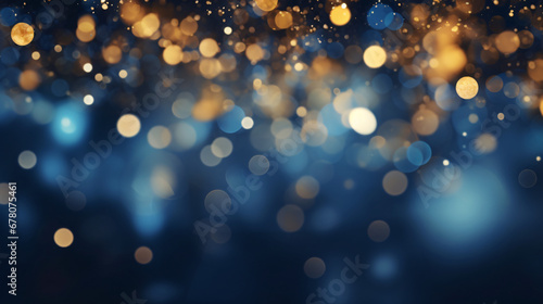 Christmas bokeh in the style of dark azure and gold.