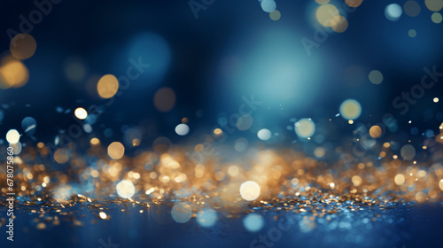 Christmas bokeh in the style of dark azure and gold.