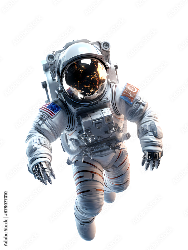 Astronaut on transparent background, white background, isolated, commercial photography
