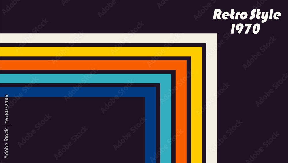Abstract background retro style 1970s design. Rainbow groovy wavy line design. Vector illustration. Abstract background retro style 1970s design. Rainbow groovy wavy line design. Vector illustration.