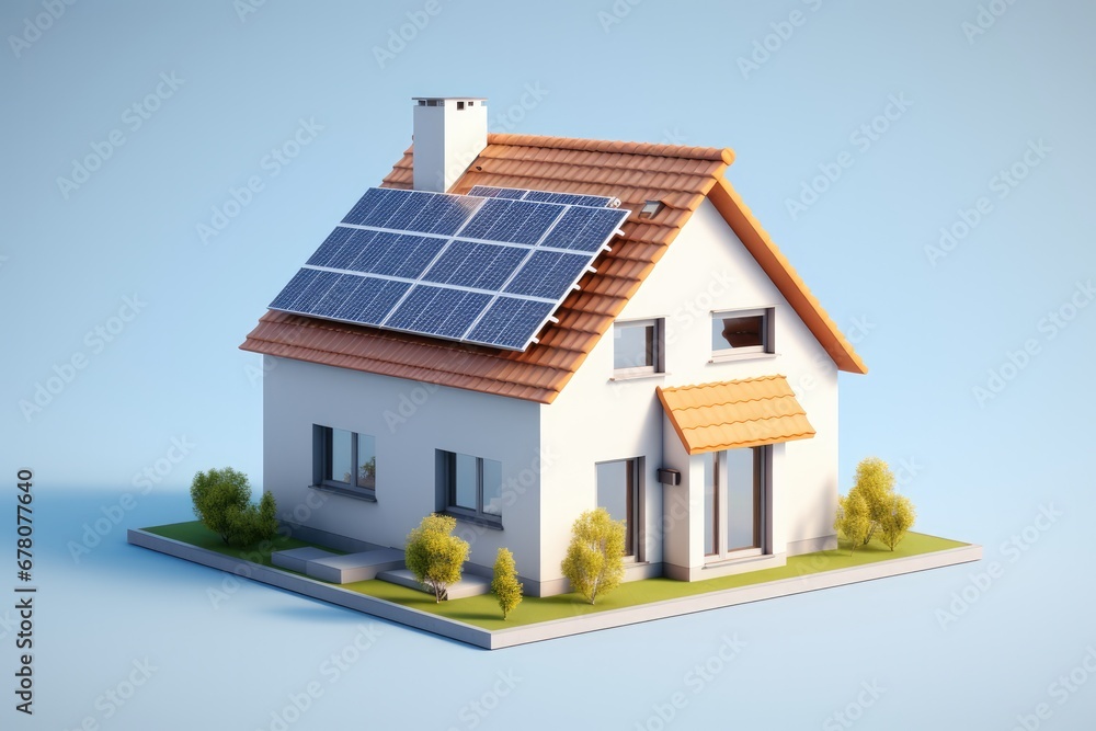 Ecofriendly House With Solar Panels On Sunny Day Clean Energy Ecofriendly House With Solar Panels On Sunny Day Clean Energy