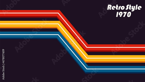 Abstract background retro style 1970s design. Rainbow groovy wavy line design. Vector illustration.
