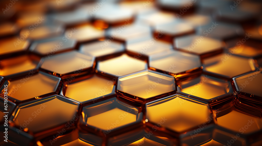 The background has a honeycomb motif The background has a honeycomb motif