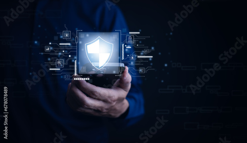 Security password login online Cyber data protection Internet security privacy internet technology concept on virtual screen and data protection hacker alert after a cyber attack on the network.