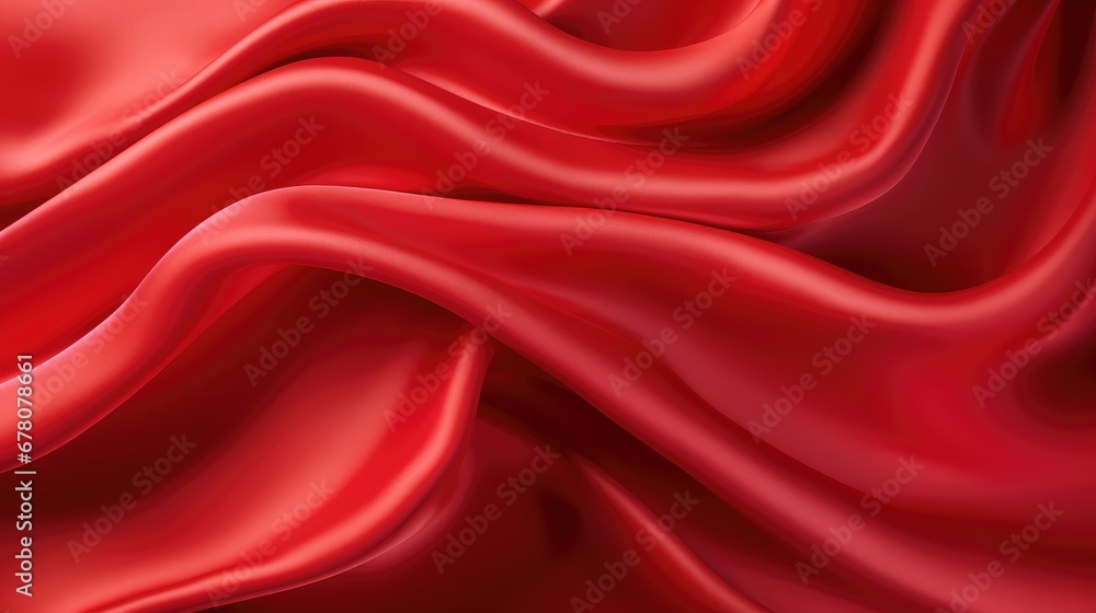Obraz premium Red silk fabric with texture. Generative AI