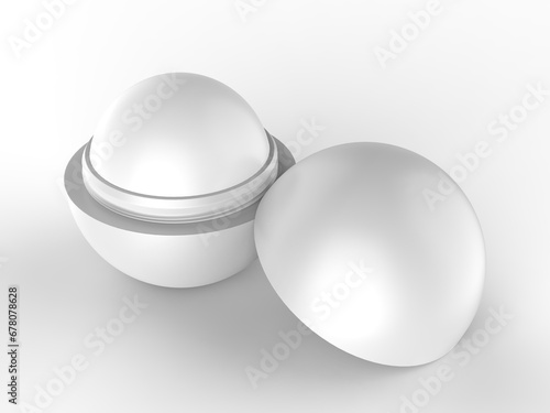 Blank lip balm ball 3d render illustration.