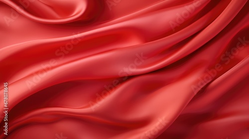 Red silk fabric with texture. Generative AI