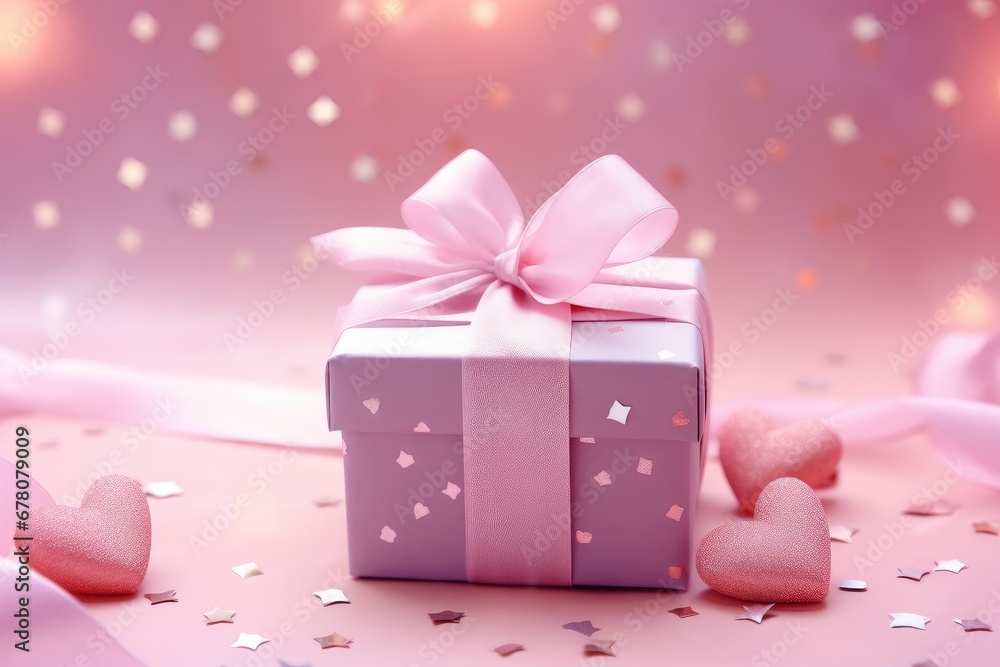 Beautiful pink present for Valentine´s Day. Generative AI
