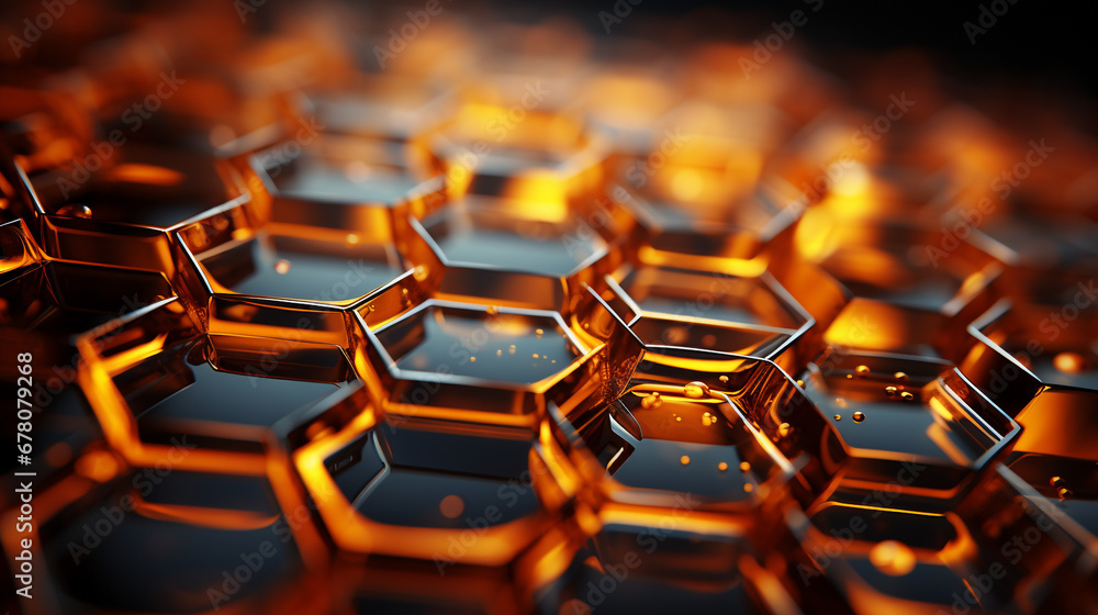 The background has a honeycomb motif The background has a honeycomb motif