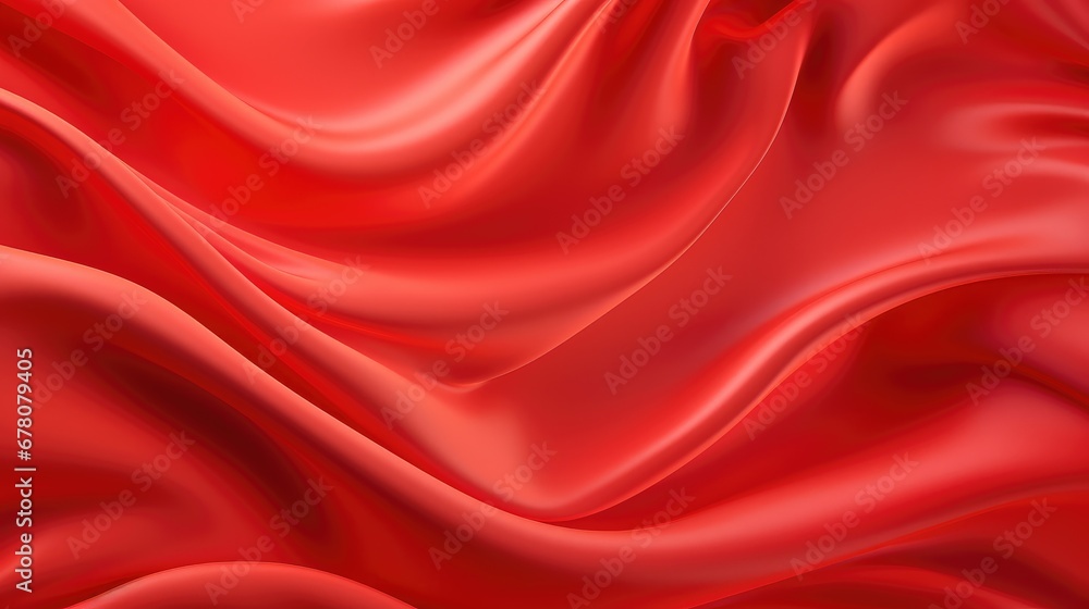 Obraz premium Red silk fabric with texture. Generative AI