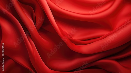 Red silk fabric with texture. Generative AI