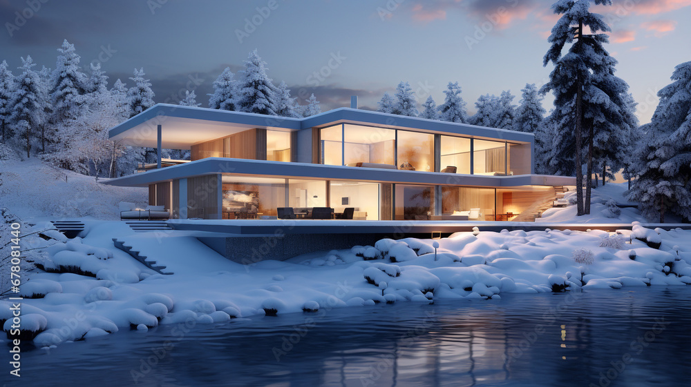 Modern house in winter season
