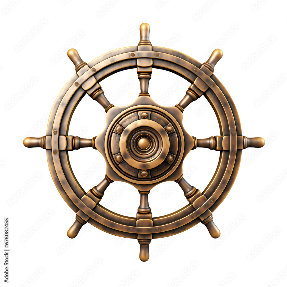 Ship steering wheel on transparent background, white background ...