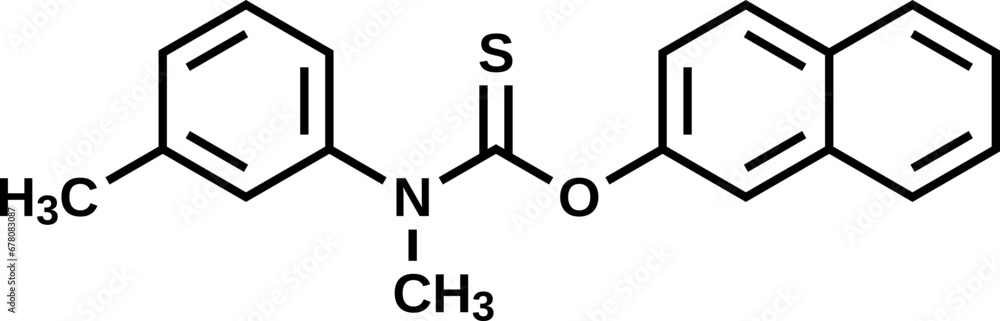 Tolnaftate structural formula, vector illustration Tolnaftate structural formula, vector illustration