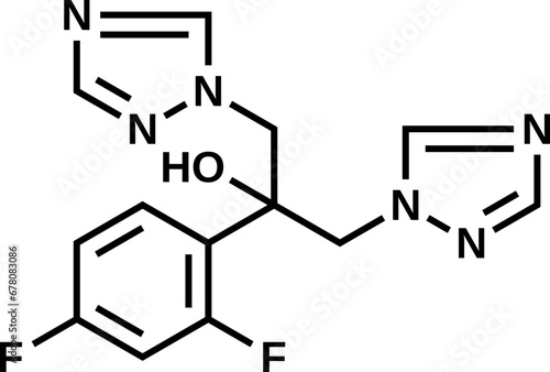 Fluconazole structural formula, vector illustration 