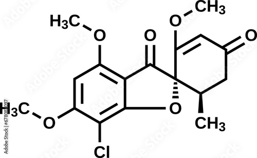 Griseofulvin structural formula, vector illustration photo