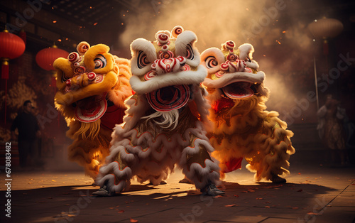 Chinese lion dance photo