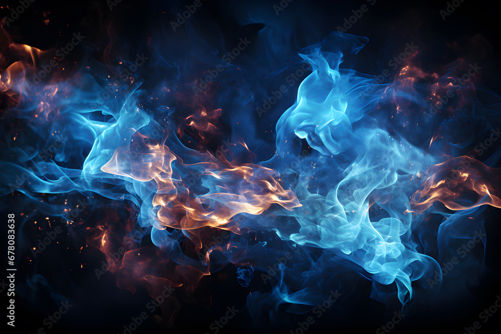 Fire Black, blue and orange flame. Artistic design of flames that represents heat, power, hell, passion and danger. Pattern to make wallpaper walls of houses, building. Background Abstract Texture. Fire Black, blue and orange flame. Artistic design of flames that represents heat, power, hell, passion and danger. Pattern to make wallpaper walls of houses, building. Background Abstract Texture.