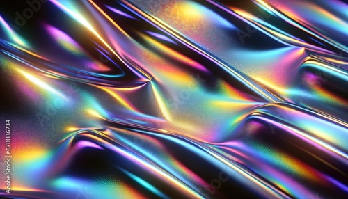 Iridescent Ripple Effect. This abstract digital texture blends lustrous blues, pinks, and yellows, evoking a metallic,