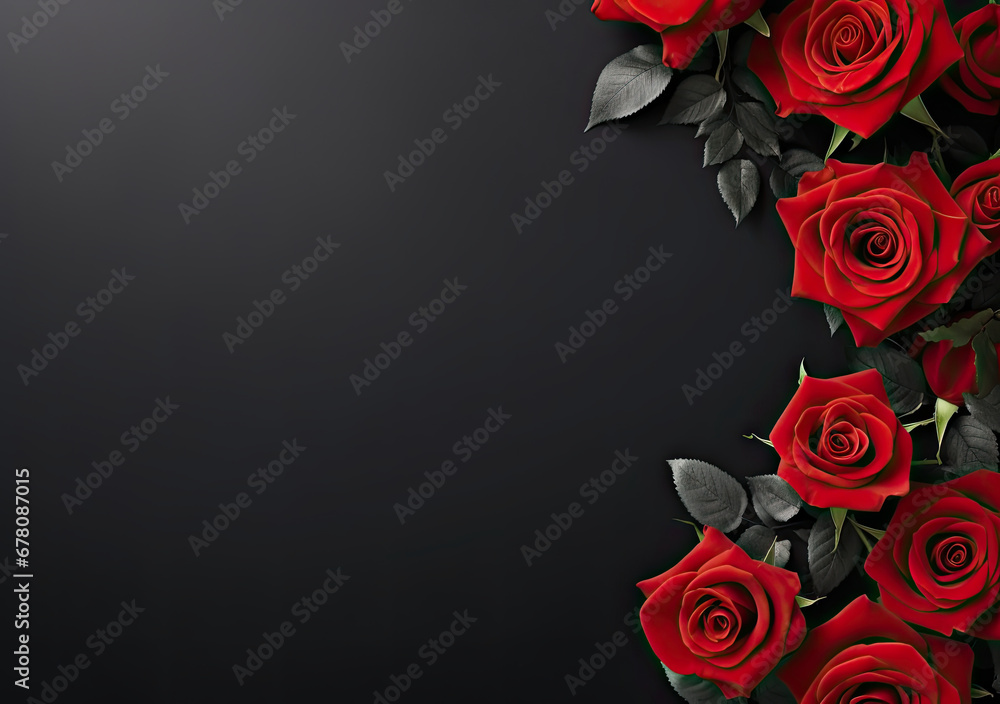 red roses rose template with empty space